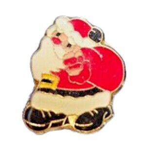 Vintage Rare Santa Claus With Sack Christmas Pin Badge